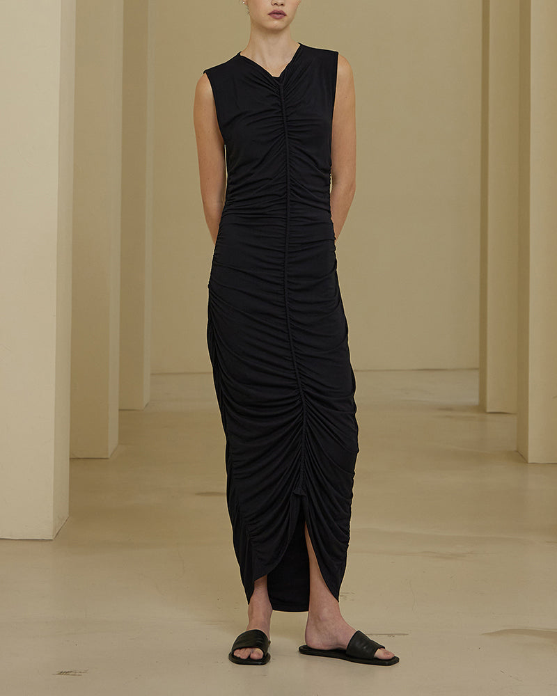 Jessa Shirring Midi Dress