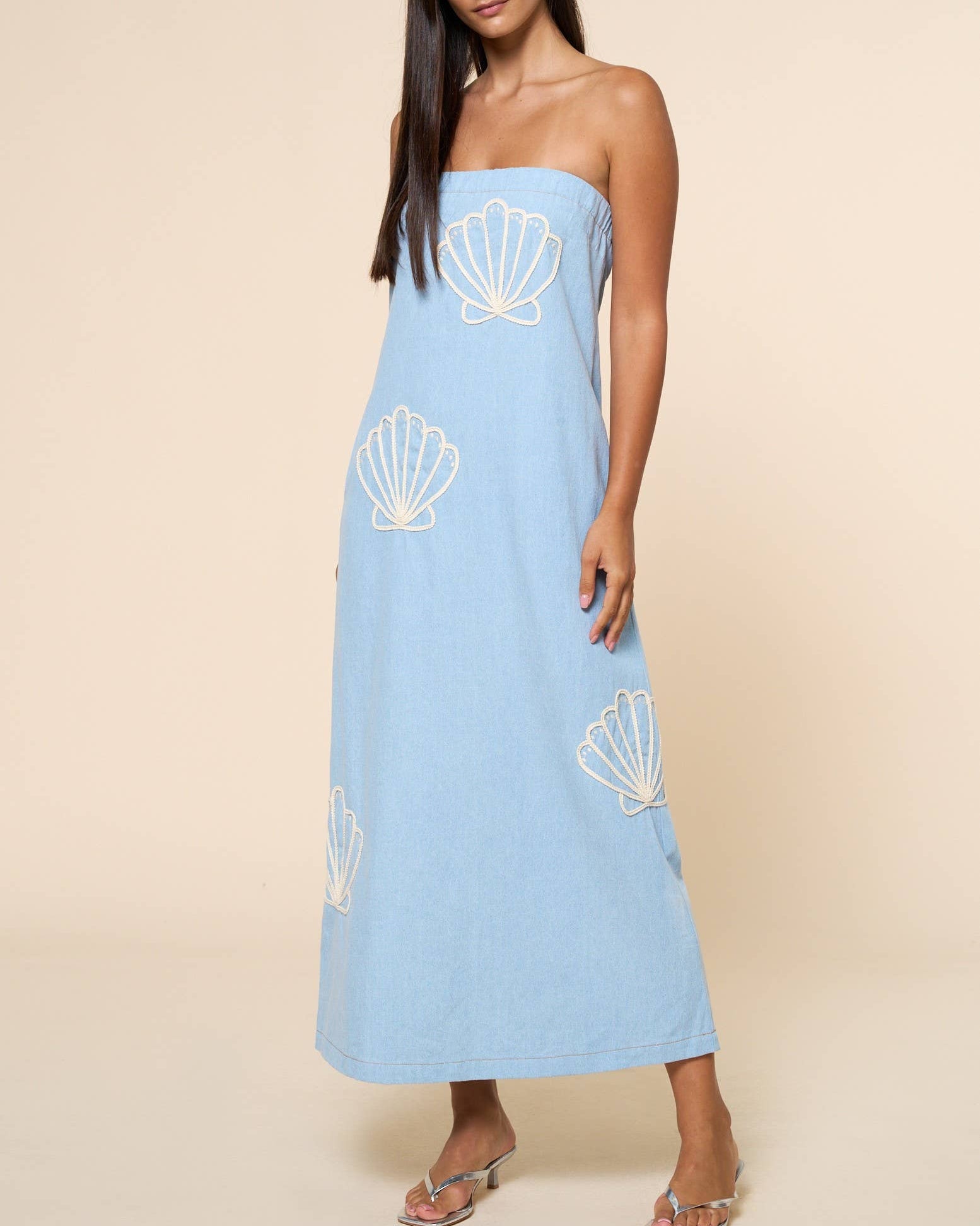Seashell Embroidered Tube Maxi Dress – ish Boutique