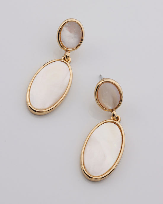 Oval Mother of Pearl Double Drop Dangle Earring
