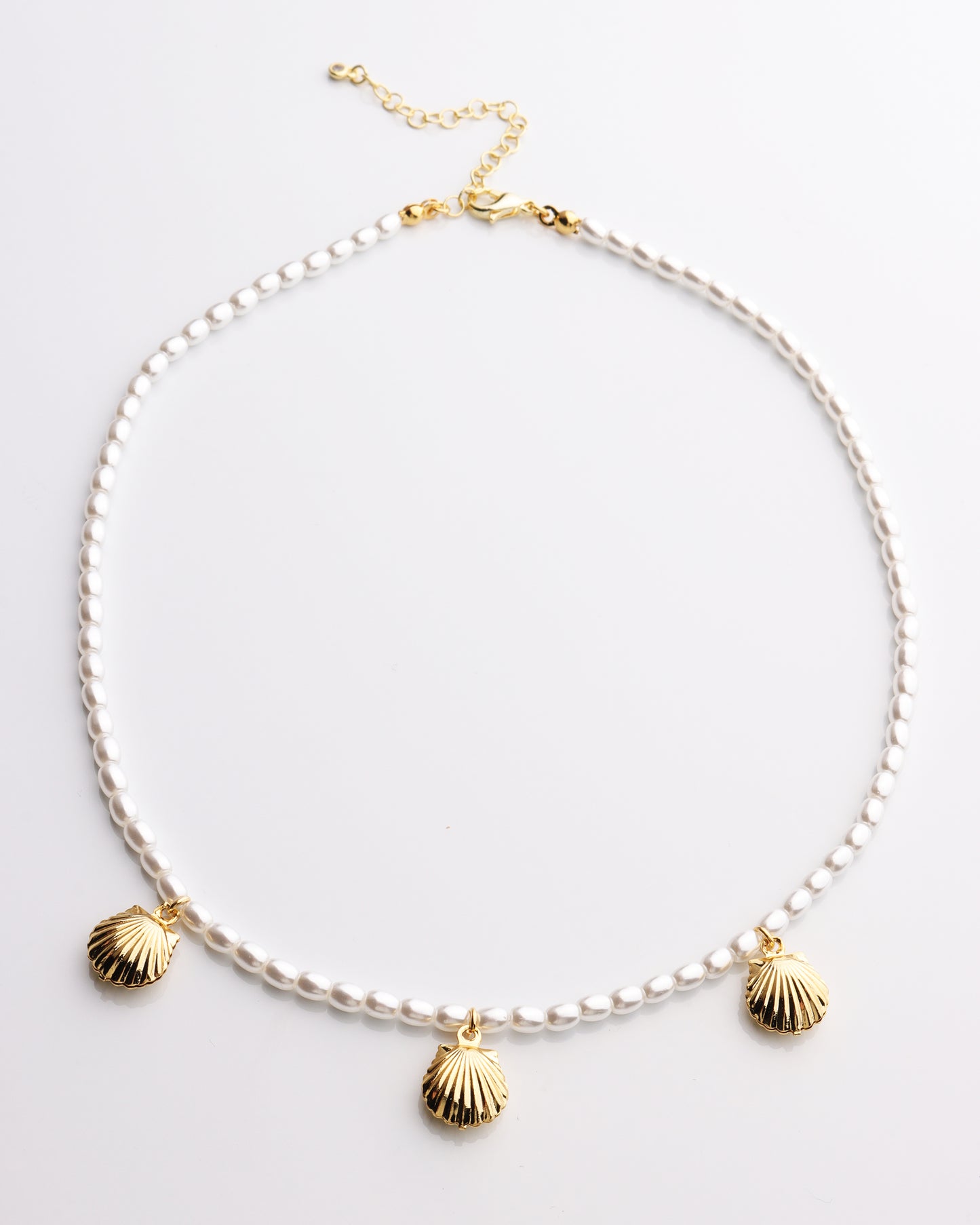 Gold Shells Pearl Strand Necklace