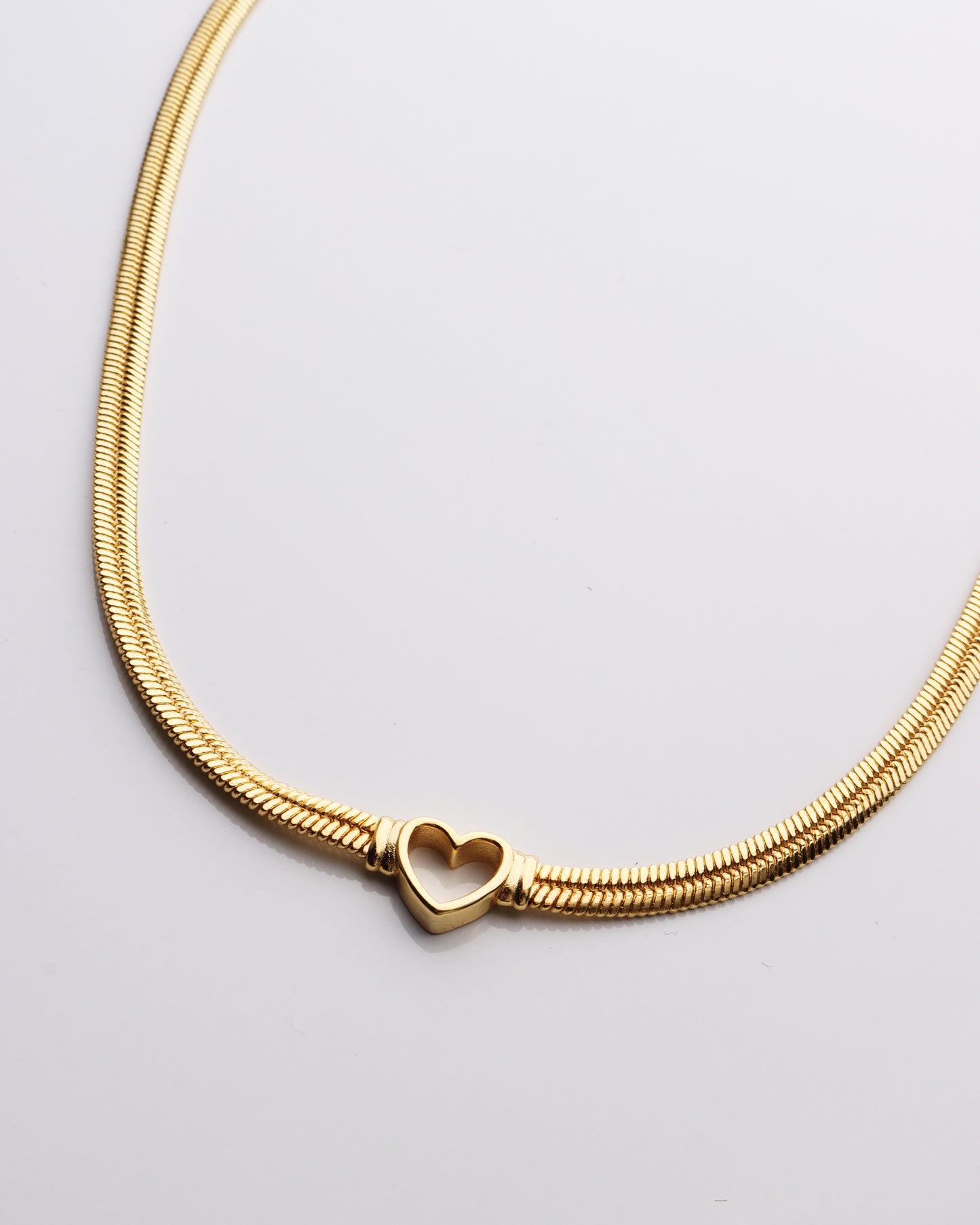 Open Heart Pendant Snake Chain Necklace