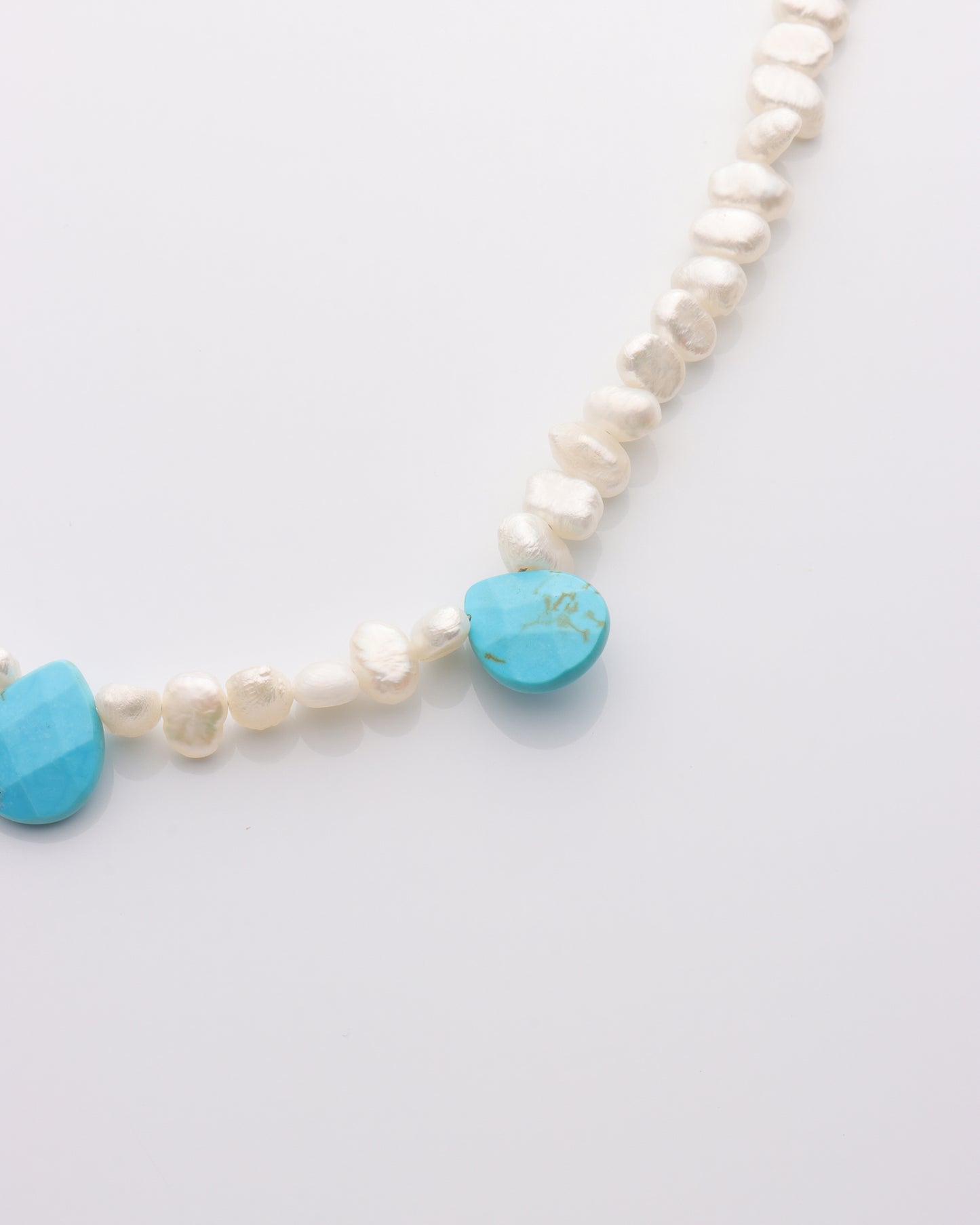 Easy Beach Day Pearl and Turquoise Necklace