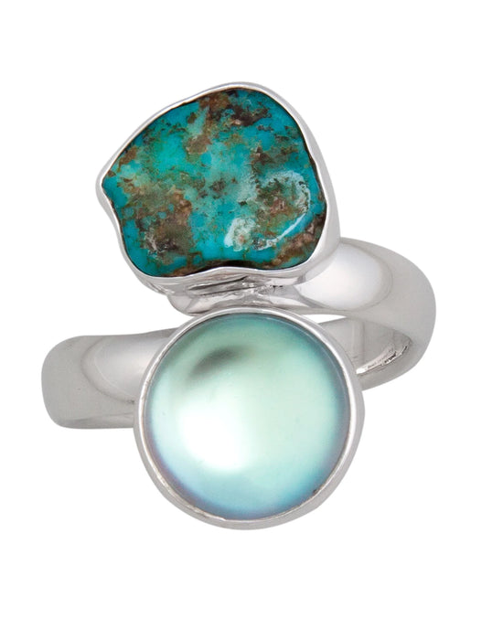 Sterling Silver Luminite & Campo Frio Turquoise Ring