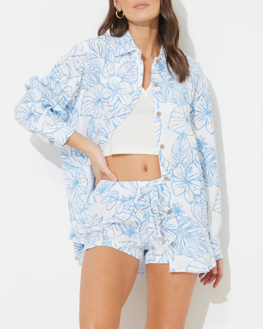 Hibiscus Tropical Button Up