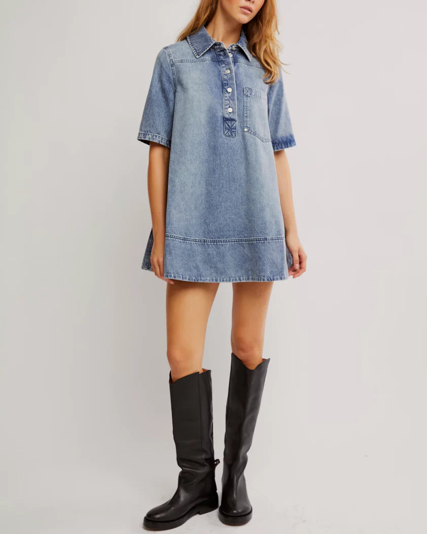 Remino Denim Mini Dress by Free People – ish Boutique