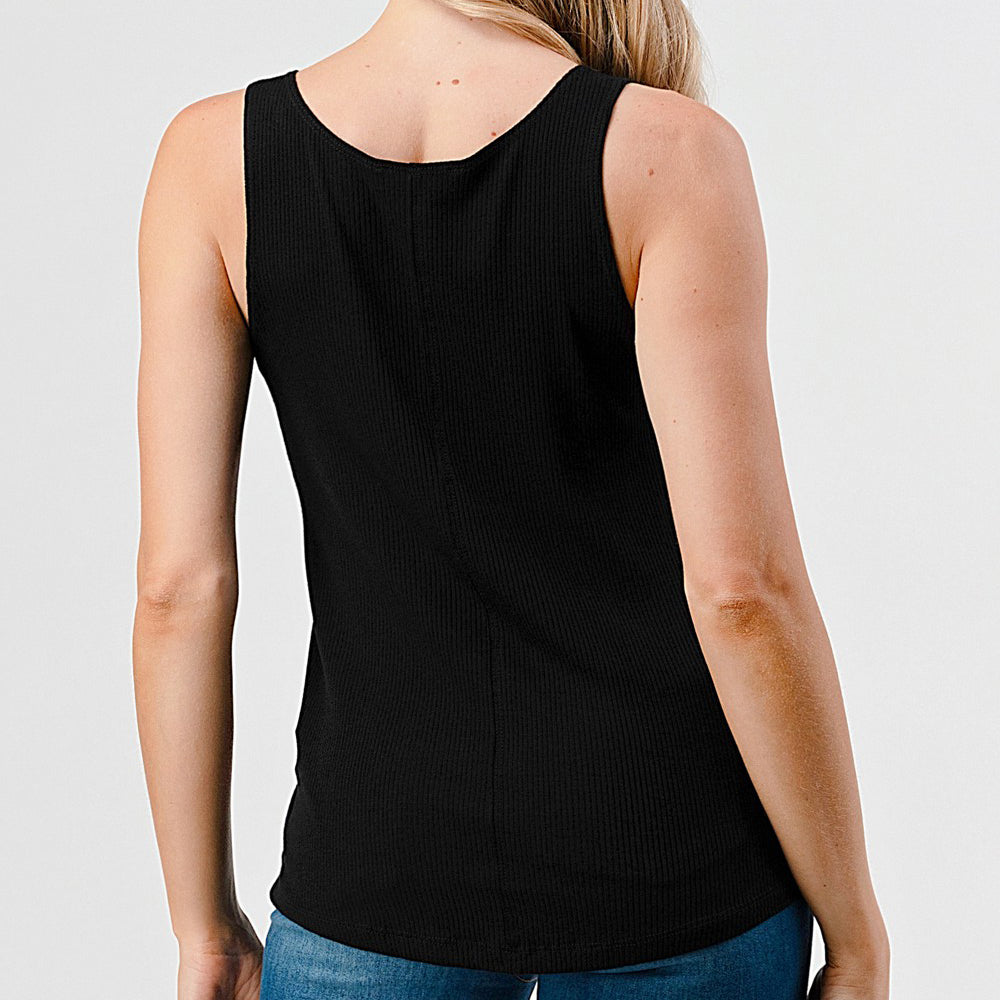 
                  
                    Sleeveless Ribbed Knit V Neck Tank
                  
                