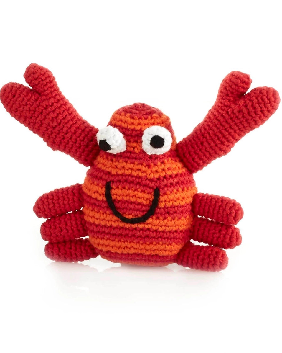 Plush Red Crab Rattle by Pebble