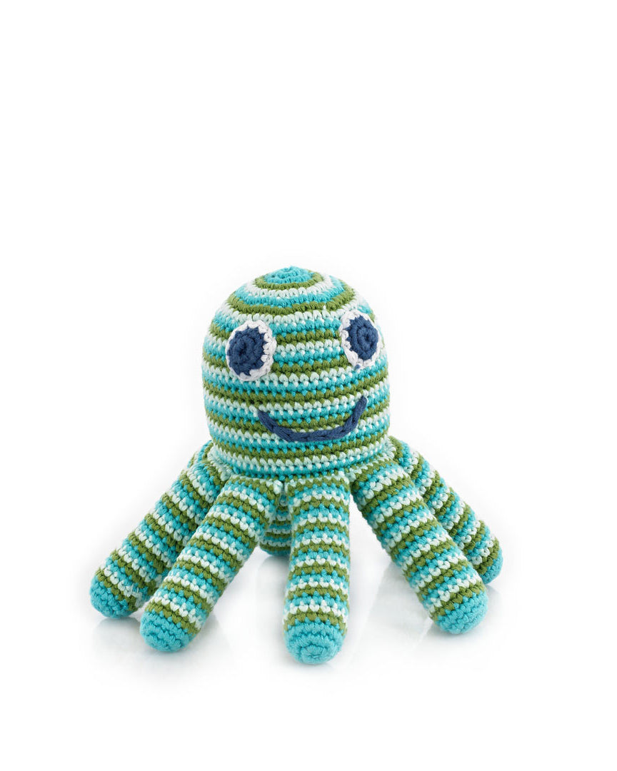 Plush Ocean Toy Green Octopus Rattle by Pebble