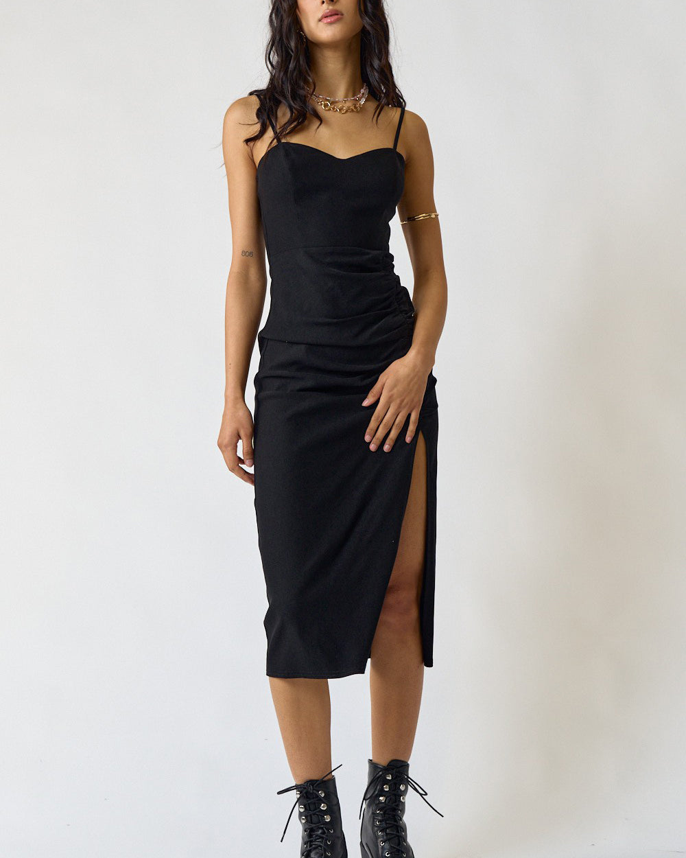 After Dark Ruched Midi Dress