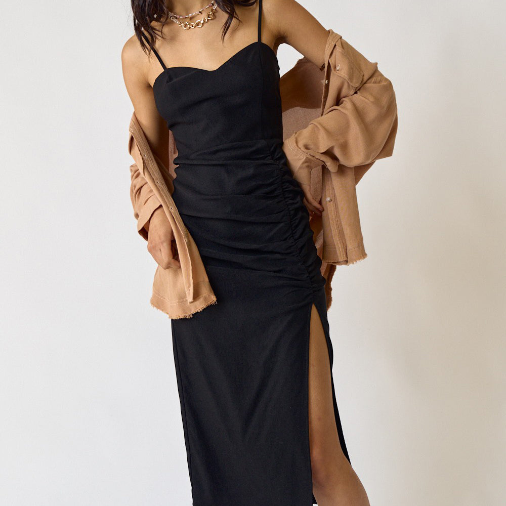 After Dark Ruched Midi Dress