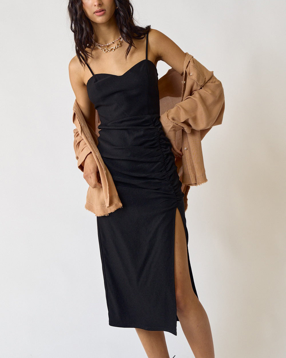 After Dark Ruched Midi Dress