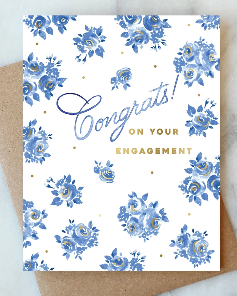 French Blue Engagement Greeting Card