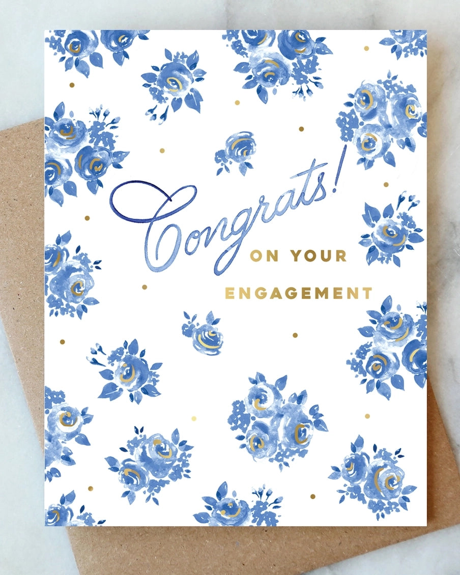 French Blue Engagement Greeting Card