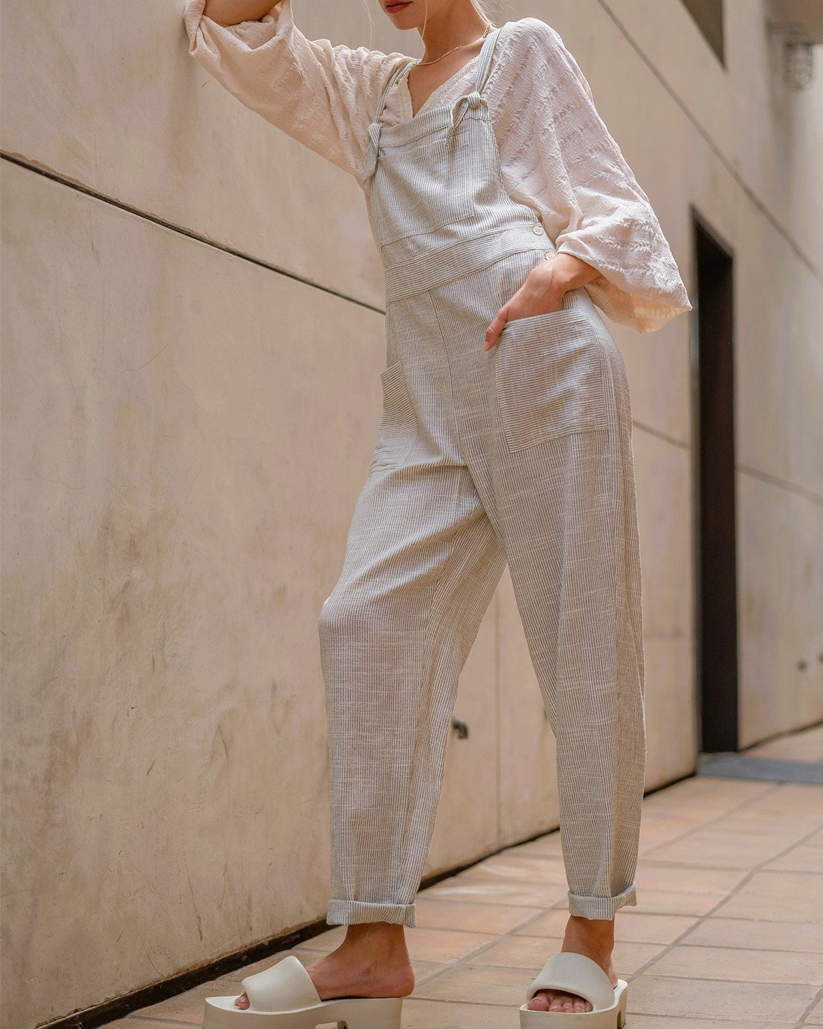 Sierra Striped Linen Overall