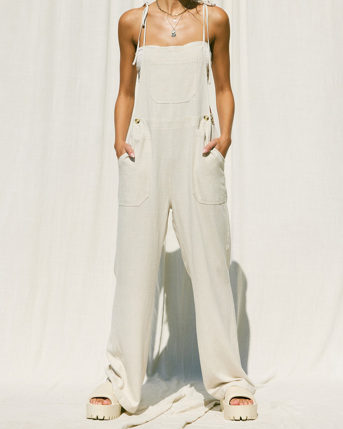 Zara Solid Linen Overall