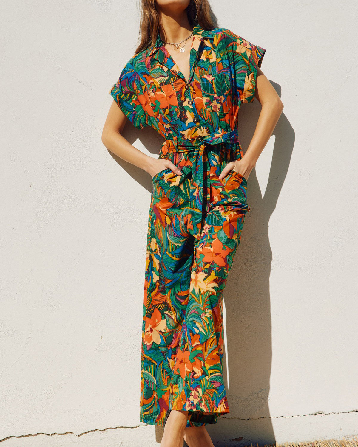 Sunny Serenity Button Front Jumpsuit