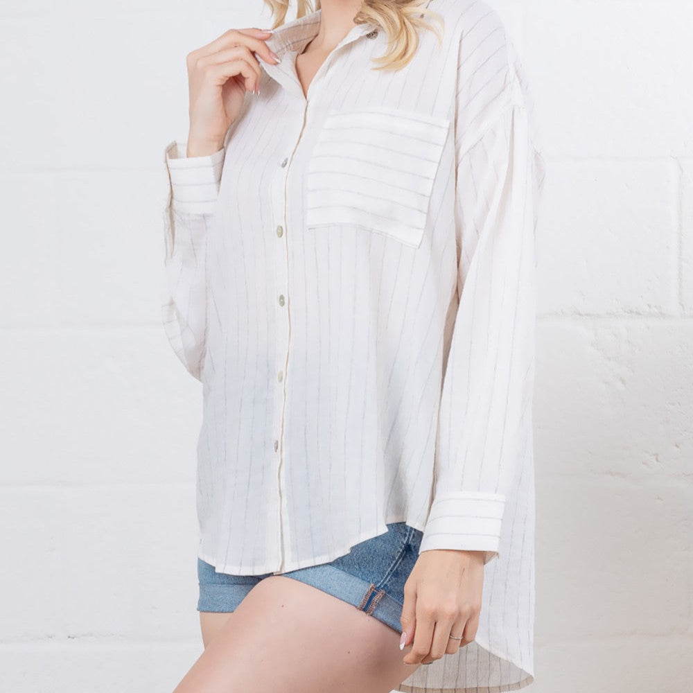 
                  
                    Thin Stripe Button Down
                  
                