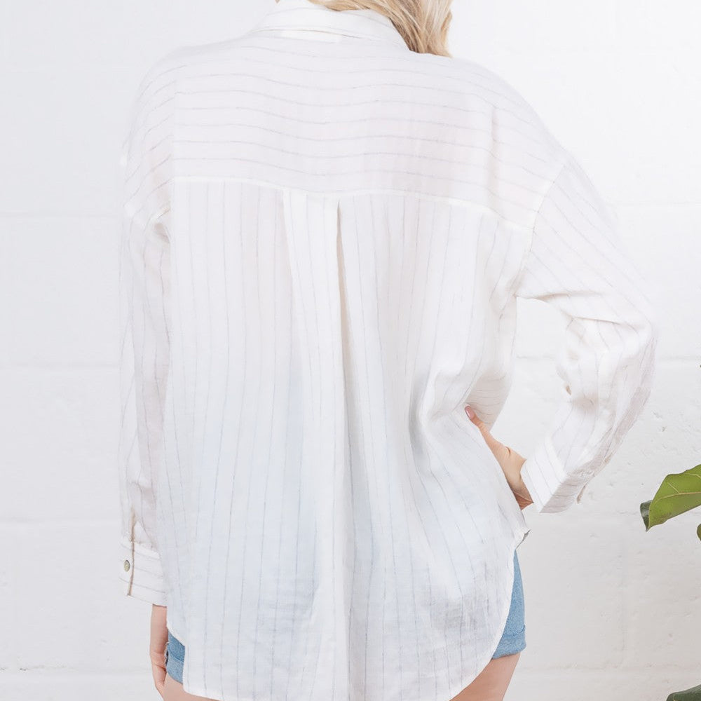 
                  
                    Thin Stripe Button Down
                  
                