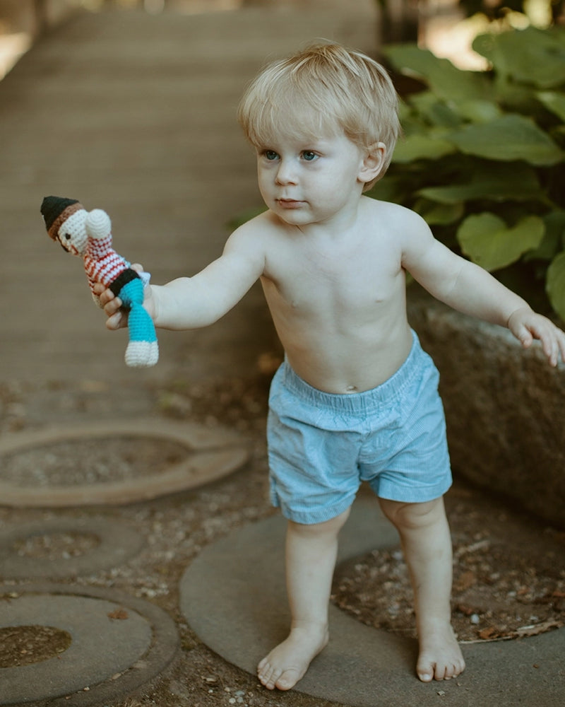 Mini Pirate Doll Rattle by Pebble