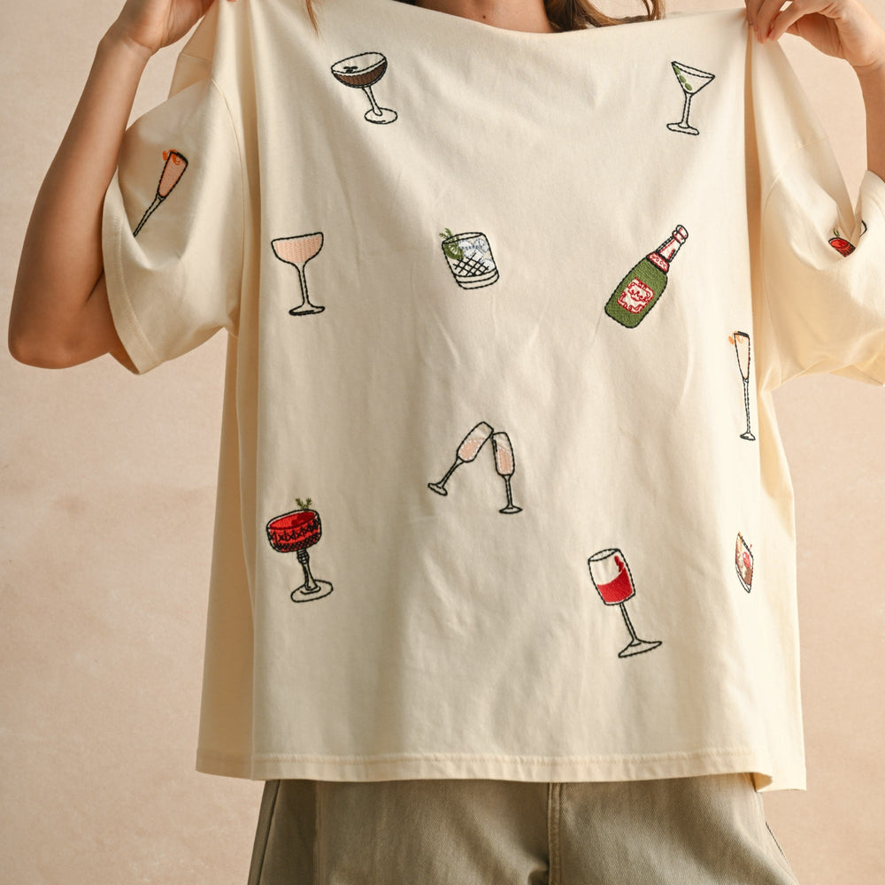 Cocktail Party Embroidered Tee