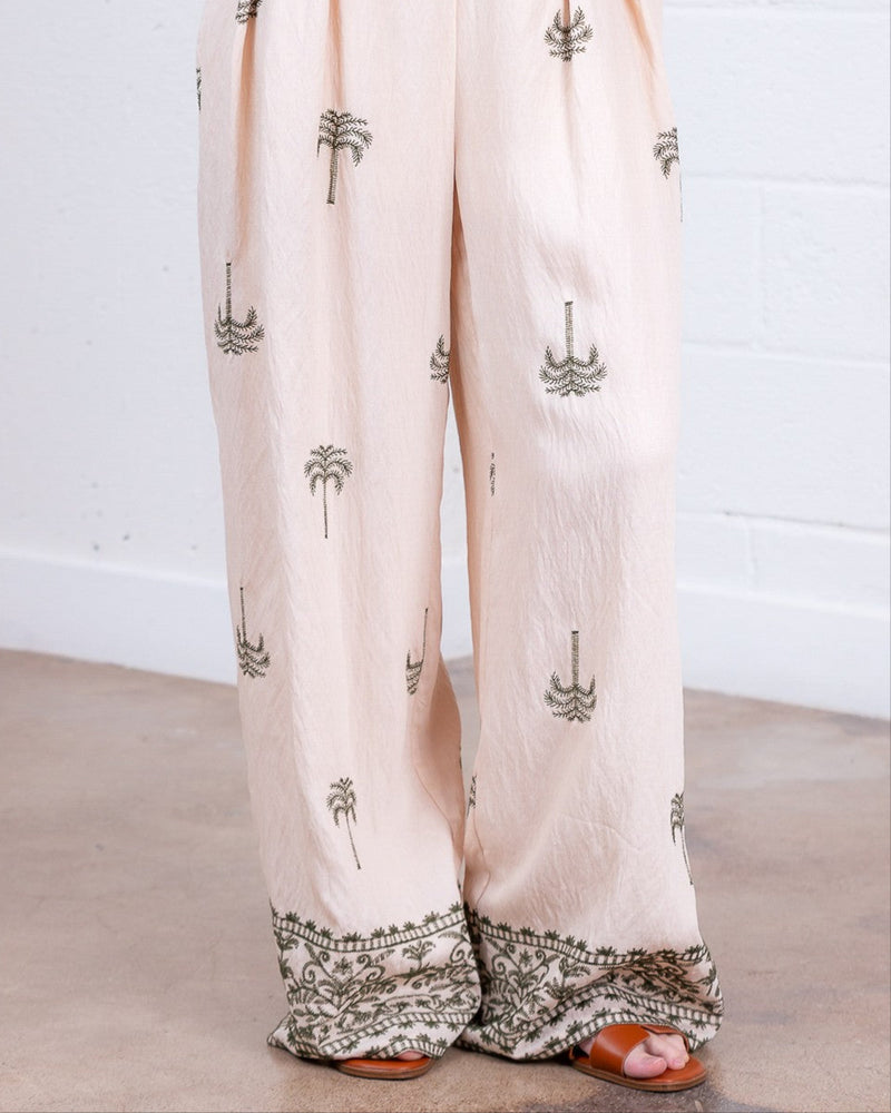 
                  
                    Palm Tree Embroidered Pant Set
                  
                