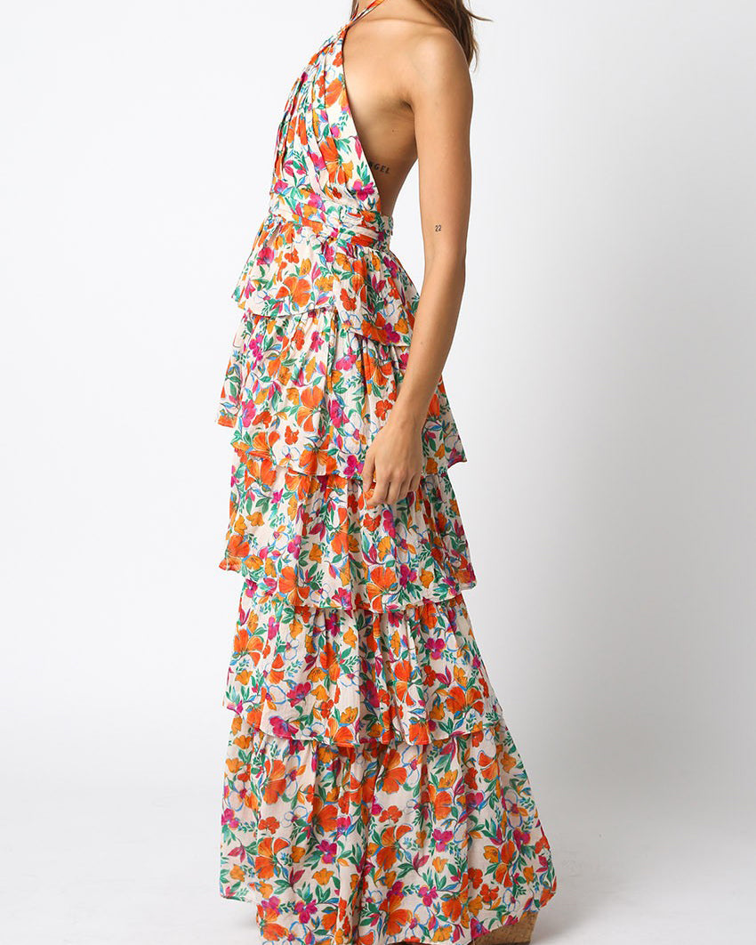 Capri Floral Ruffle Maxi Dress