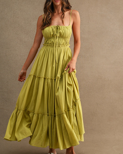 ivy olive sleeveless smocked maxi dress ivy olive sleeveless smocked maxi dress Oliphant Monarch Green Sleeveless Smocked Maxi Dress Monarch Green / L