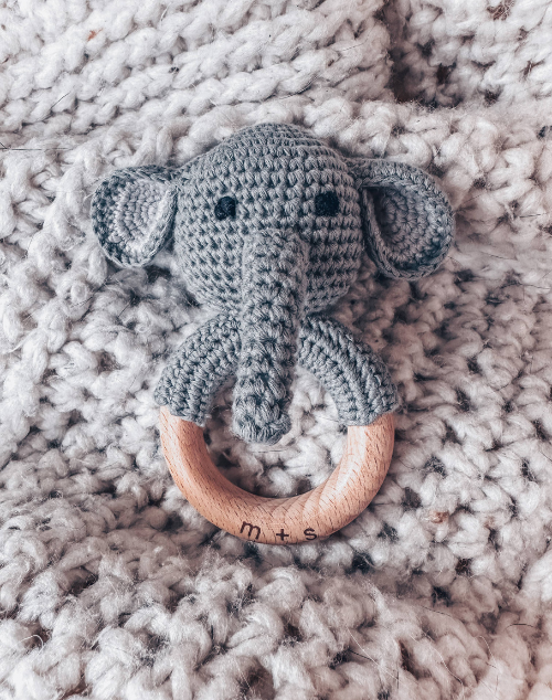 Elephant Hand Crochet Rattle