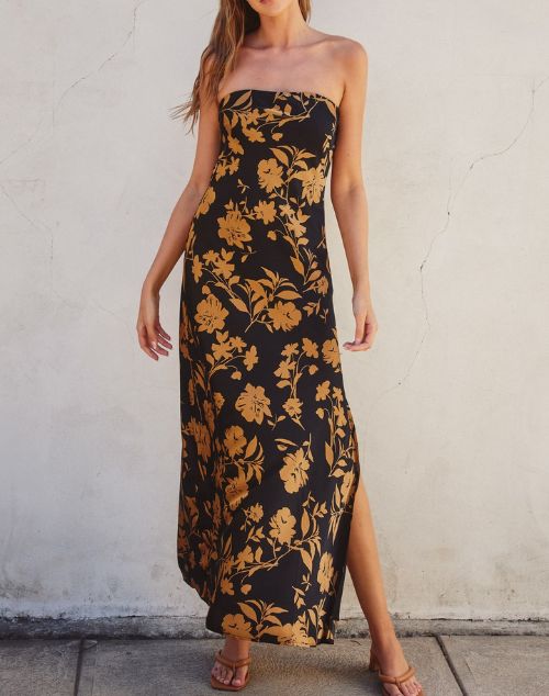 Undeniable Icon Gold Floral Maxi Dress