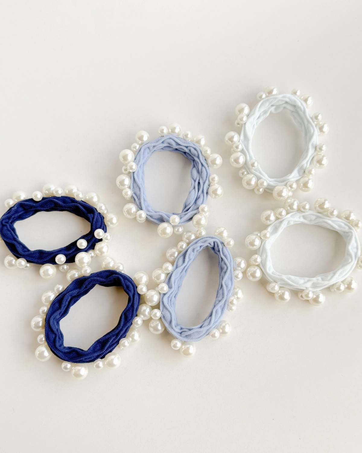 Coastal Textured Seamless Pearl Hair Tie (Set of 6)