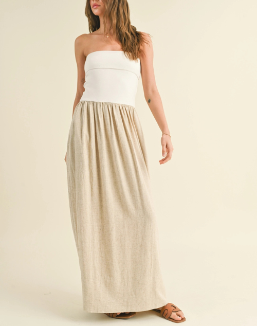 Isabel Linen Ribbed Knit Maxi Dress