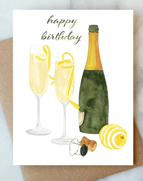 French 75 Champagne Birthday Card