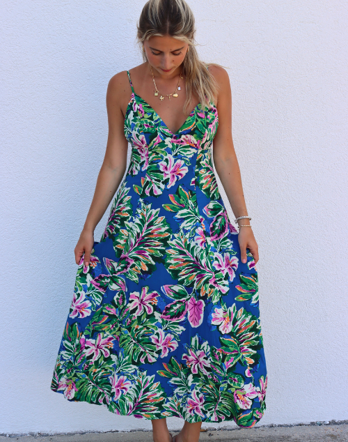 Oceanic Floral Maxi Dress
