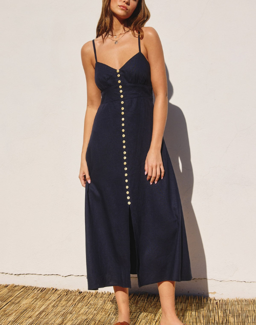 Heaven Sent Button Front Midi Dress