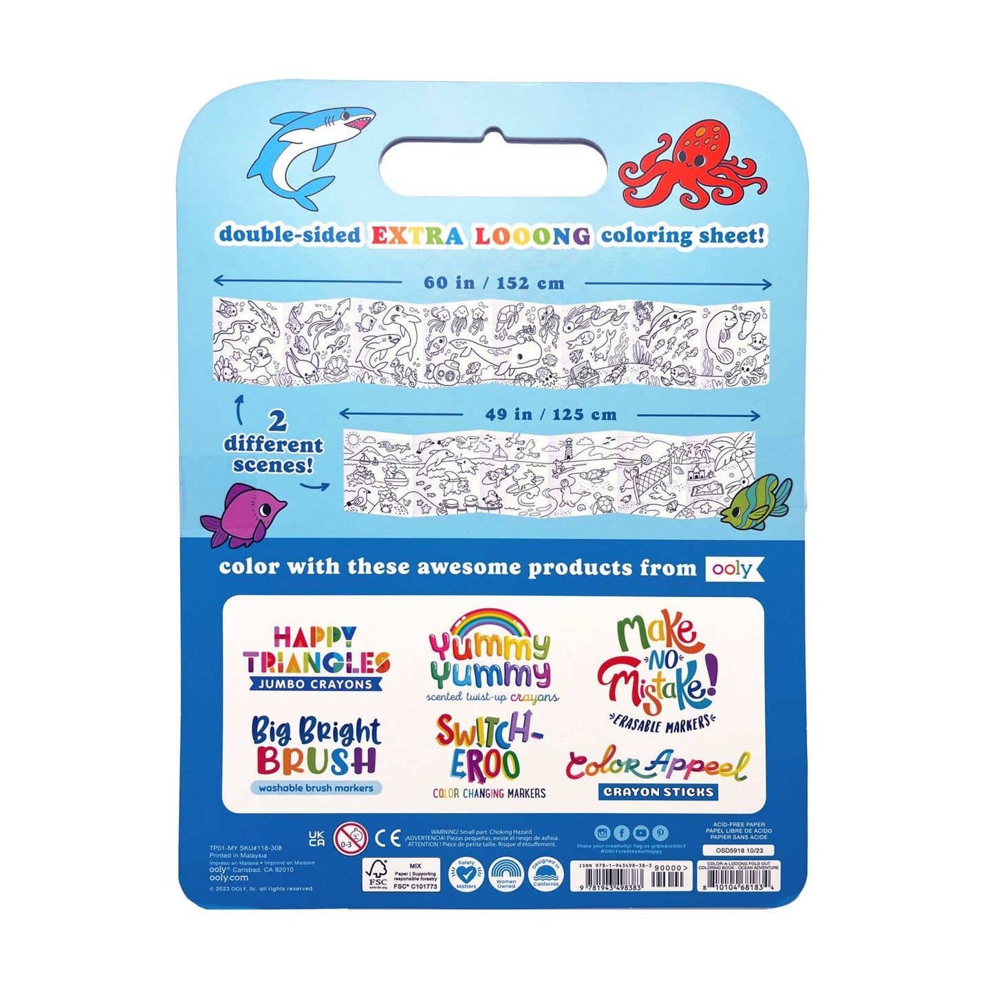 Load image into Gallery viewer, Color-A-Loong 5&amp;#39; Fold Out Coloring Book - Ocean Adventure
