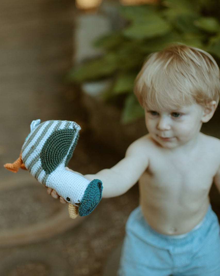 Stuffed Ocean Toy Seagull Rattle by Pebble