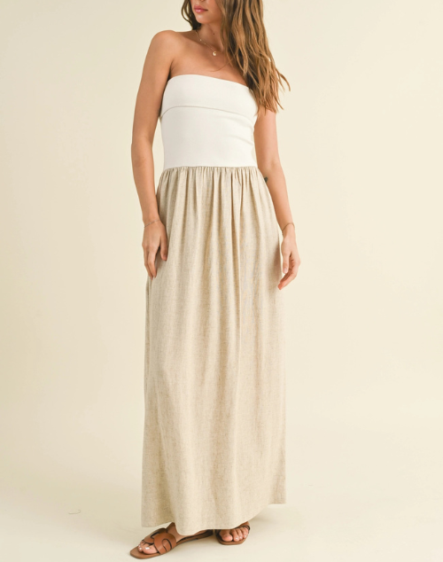 Isabel Linen Ribbed Knit Maxi Dress