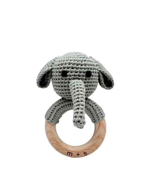 Elephant Hand Crochet Rattle