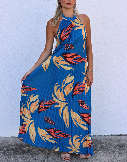 Tropic Royale Pleated Maxi Dress