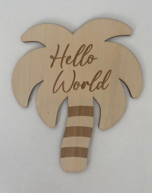 Hello World Palm Tree Plaque