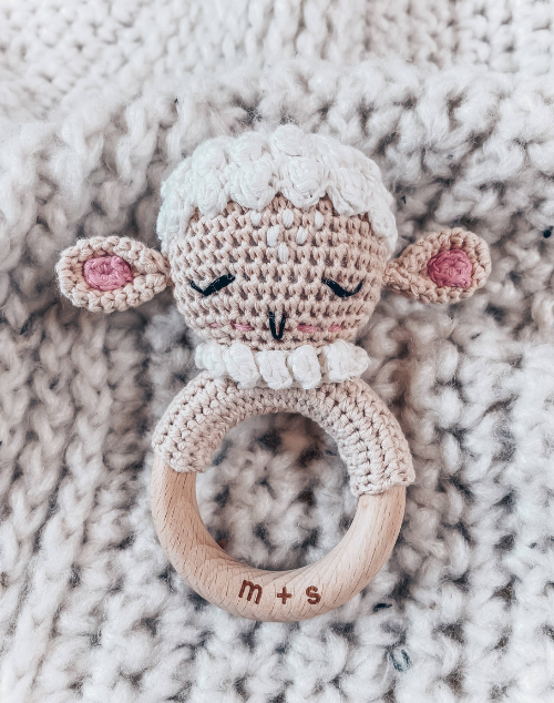 Lamb Hand Crochet Rattle
