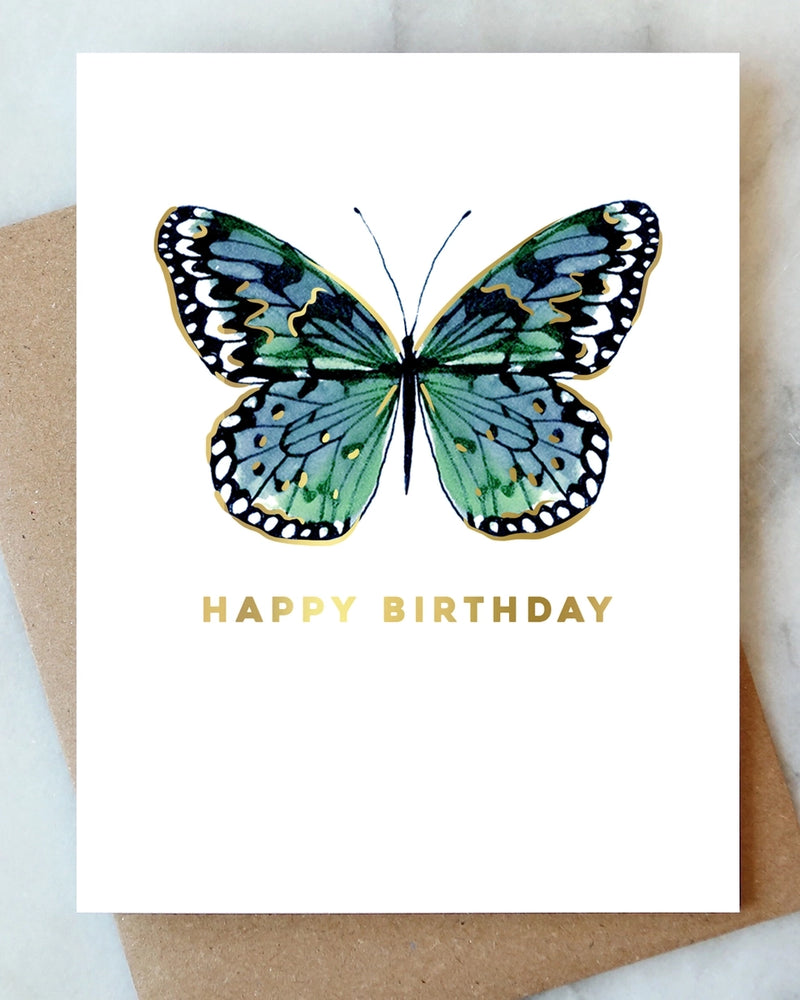 Blue Butterfly Birthday Greeting Card