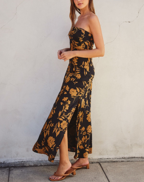 Undeniable Icon Gold Floral Maxi Dress