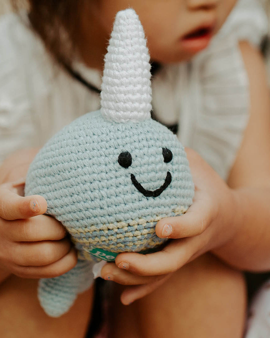 Plush Narwhal Toy Rattle by Pebble