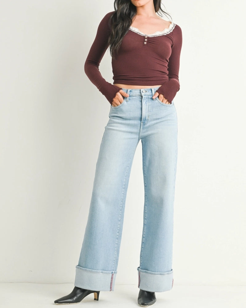 
                  
                    Cuffed Palazzo Denim Pant
                  
                