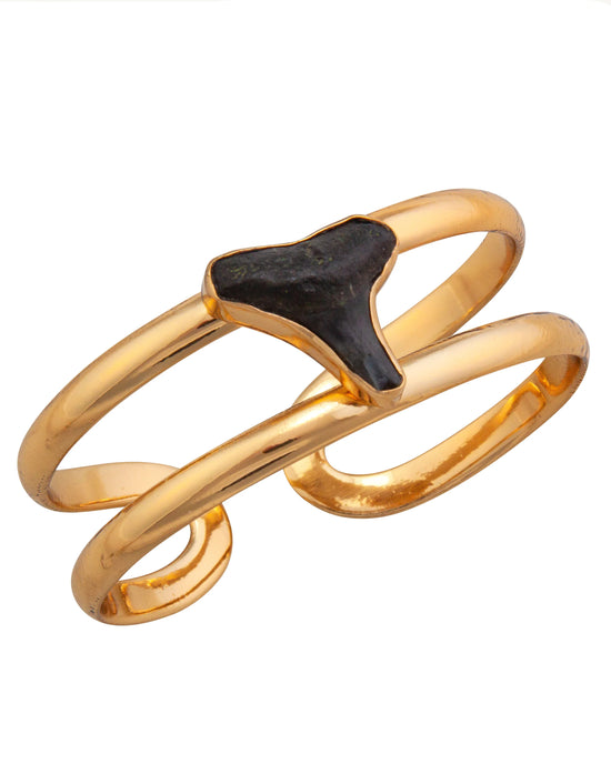 Load image into Gallery viewer, Alchemia Fossilized Shark Tooth Double Band Cuff
