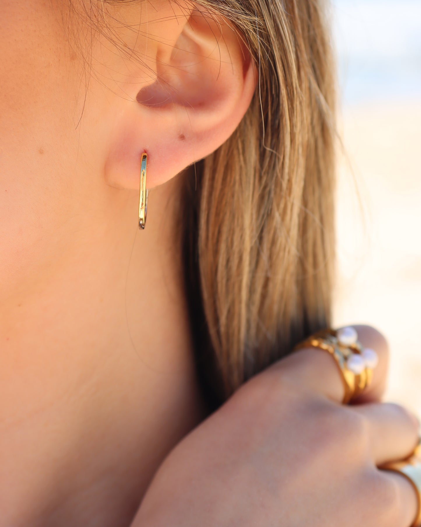 Gold & Silver Split Oval Hoop Earring