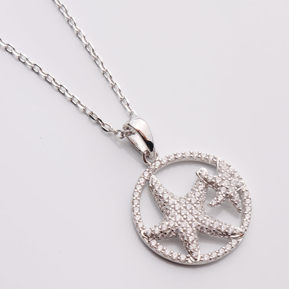 
                      
                        CZ Double Starfish Circle Necklace
                      
                    