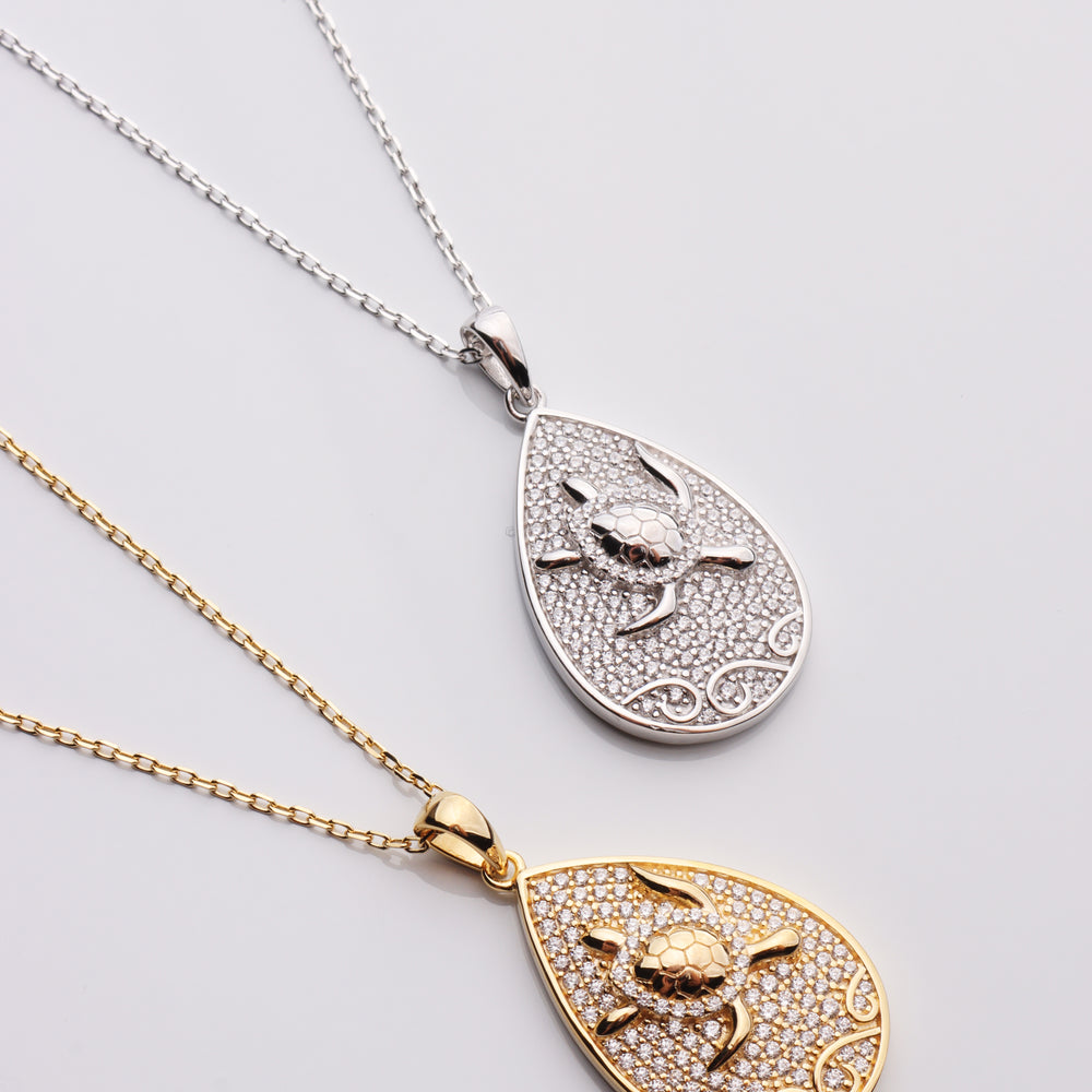 
                  
                    CZ Sea Turtle Teardrop Necklace
                  
                