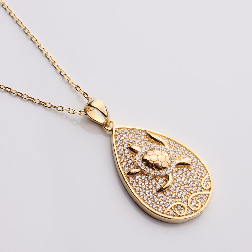 
                  
                    CZ Sea Turtle Teardrop Necklace
                  
                